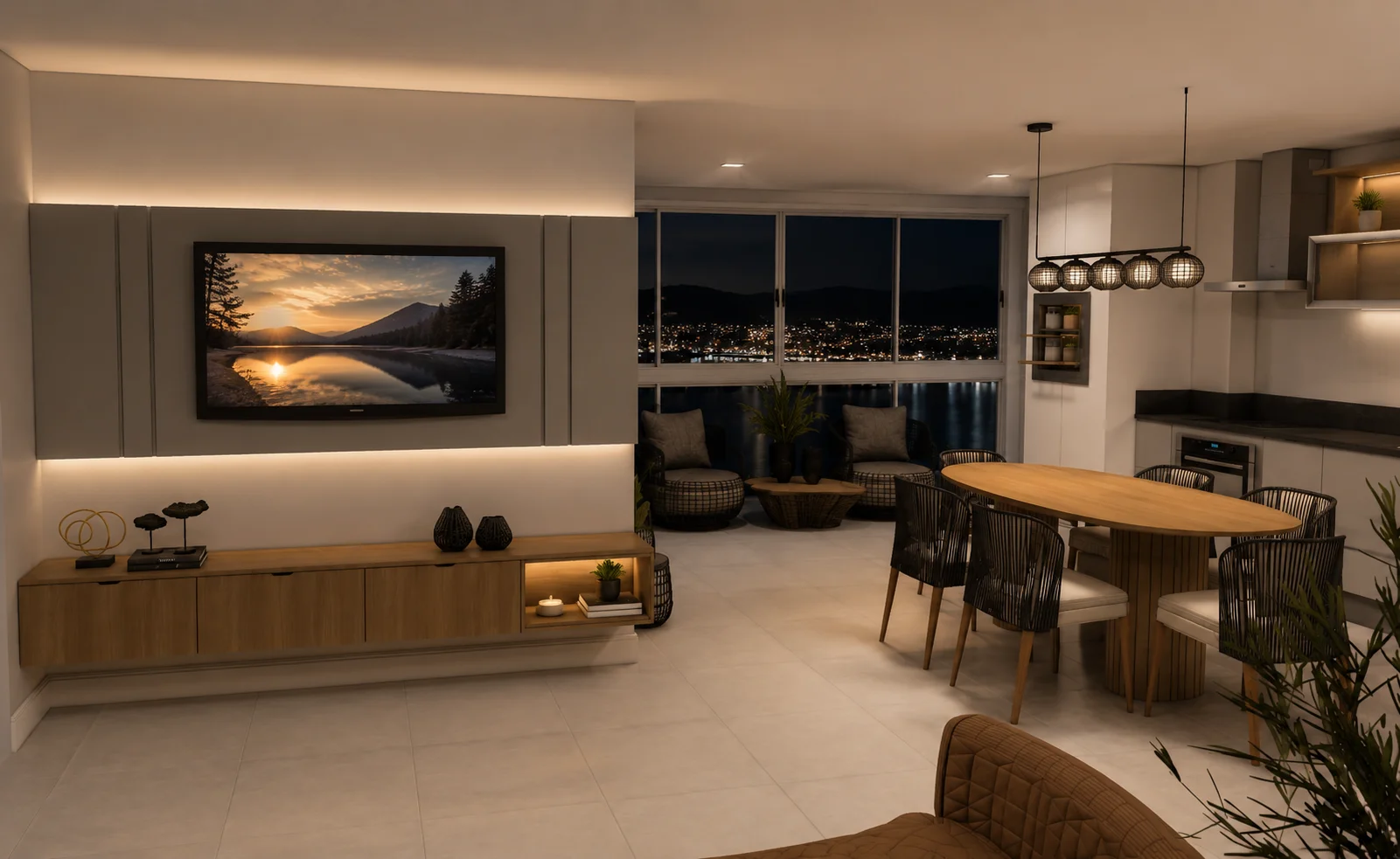 Living Integrado com Home Office Sob Medida